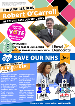 Bradford East Election Leaflet GE24 (page1)